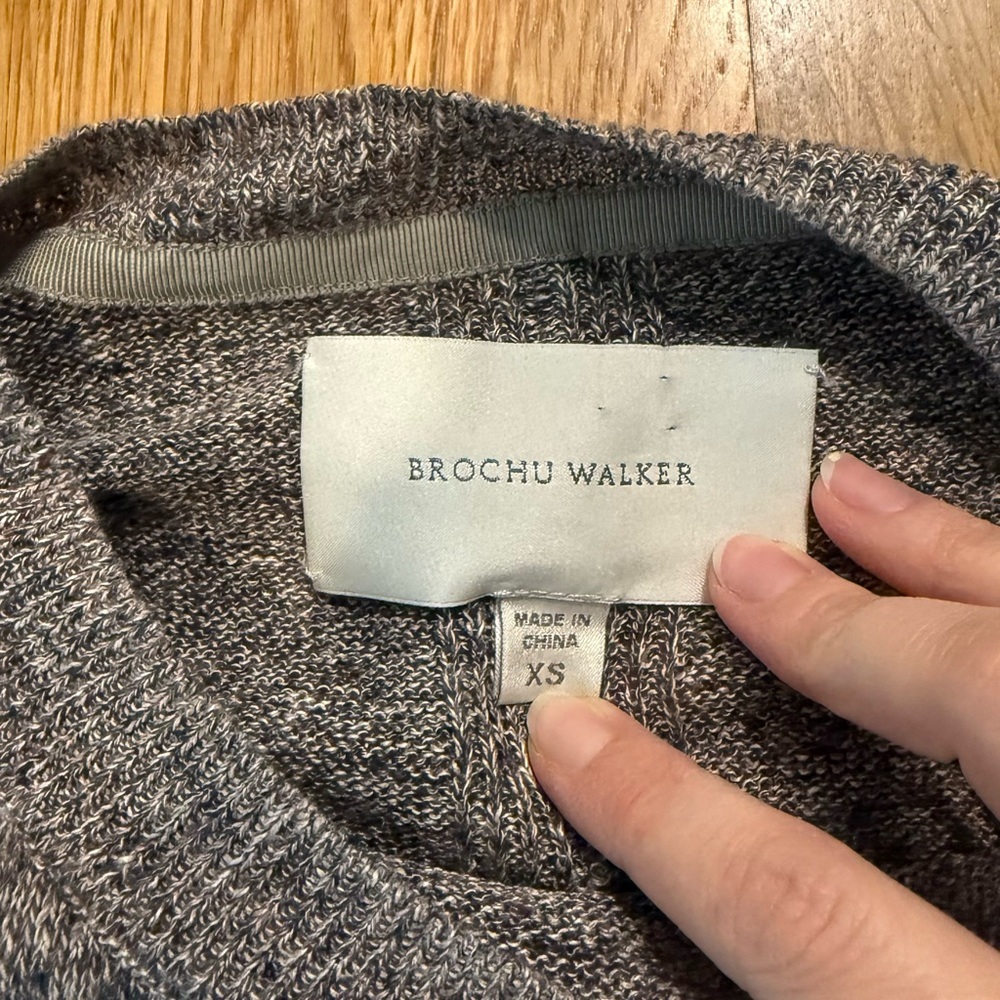 Brochu Walker Brown / Gray Linen Knit Sweater XS Lace-Up Tie Sleeve Detail - Picture 2 of 4